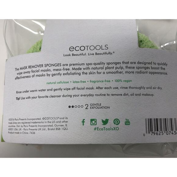 EcoTools Sponge Facial Mask Remover Sponges Green Natural Cellulose Vegan 3 Pack - Picture 12 of 12